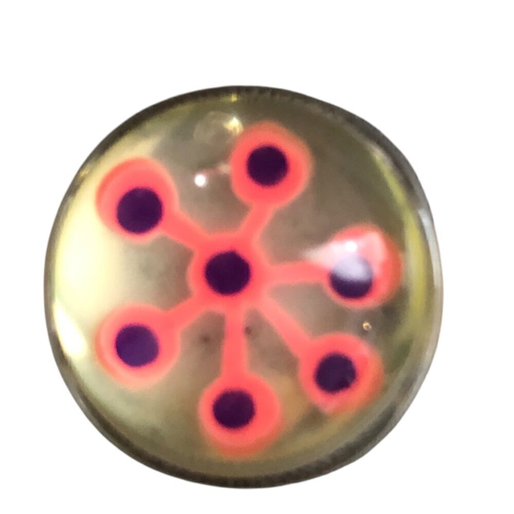 Vintage Estate 70s Lucite Abstract Neon Flower Dome Chunky Disco Ring